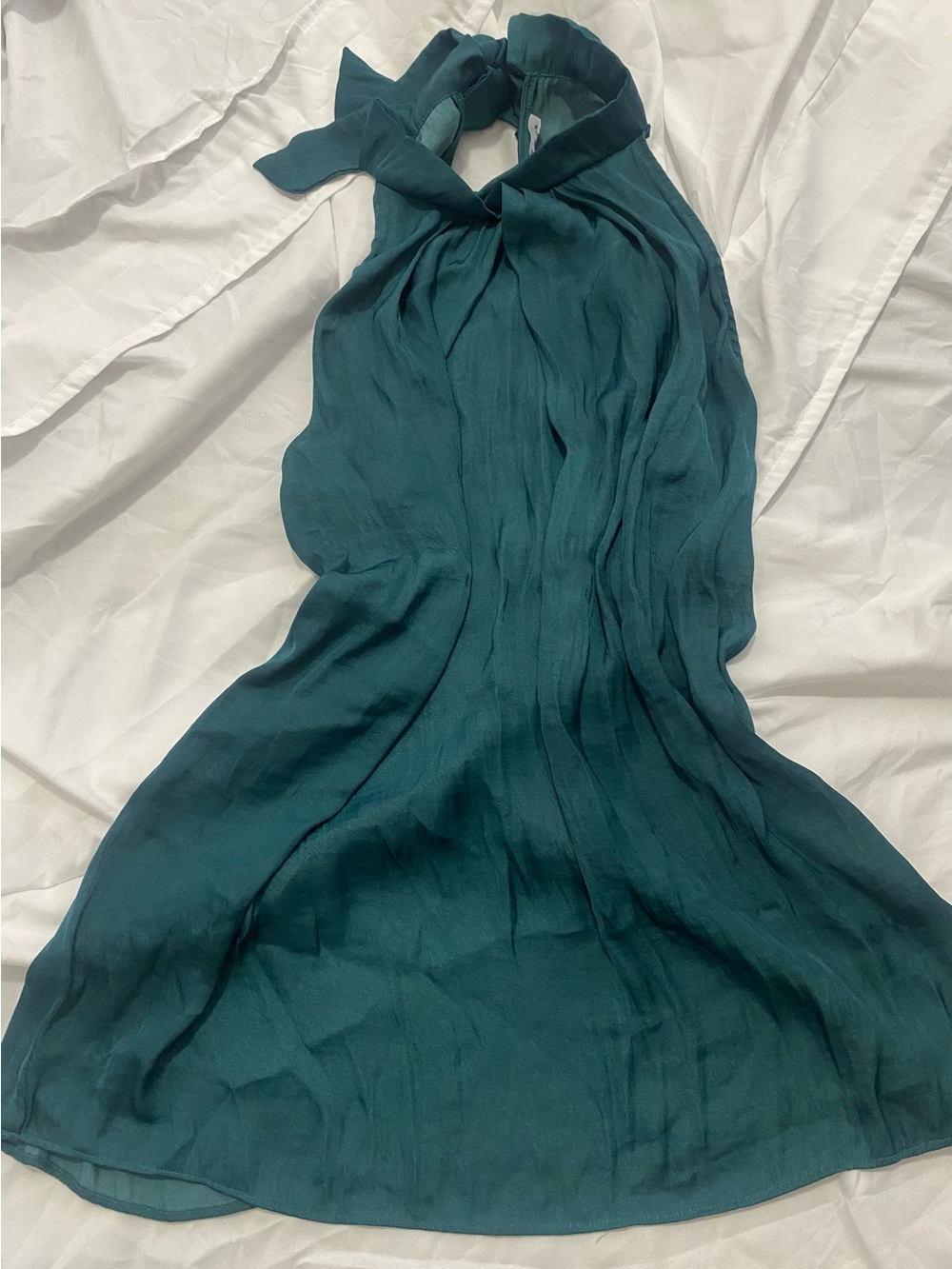 Teal Halter Tie Neck Sleeveless Dress